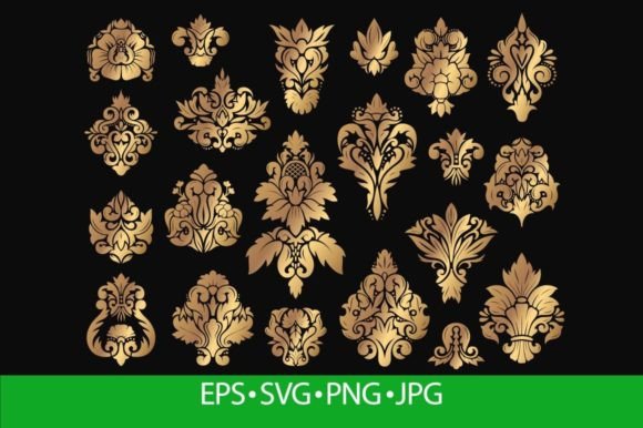 Damask Floral Golden Ornament