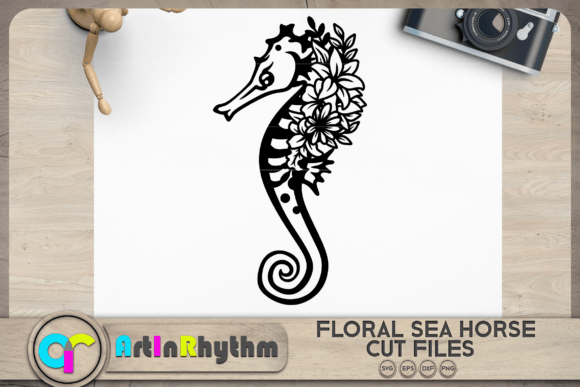 Floral Sea Horse Embroidery Design
