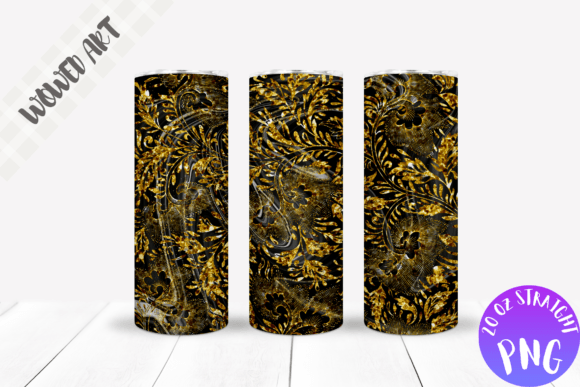 Gold Floral Pattern Skinny Tumbler Wrap