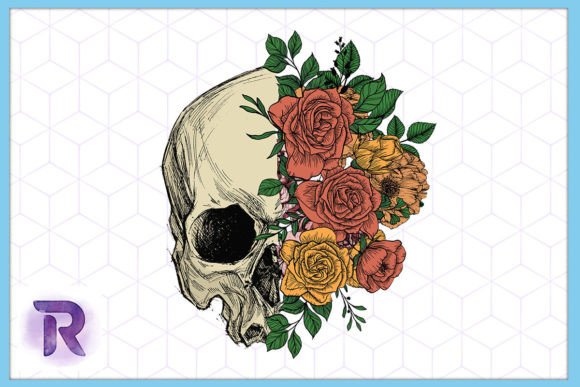 Halloween Skeleton Floral Sublimation
