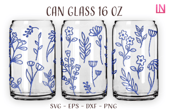 Line Spring Floral Can Glass 16 Oz Wrap