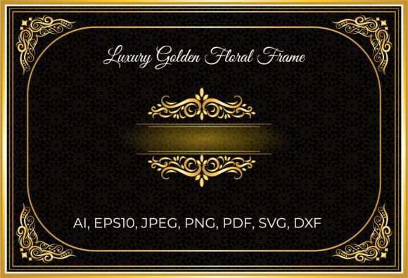 Luxury Golden Floral Frame Greeting Card