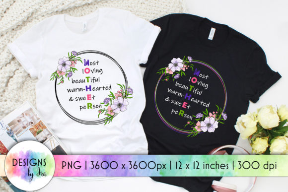 Mother Quotes Print Floral Wreath PNG