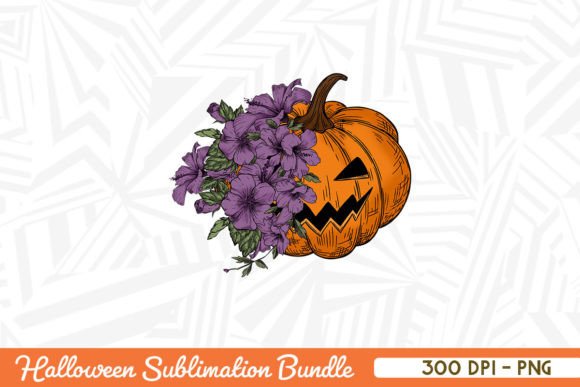 Pumpkin Floral Flower Skull