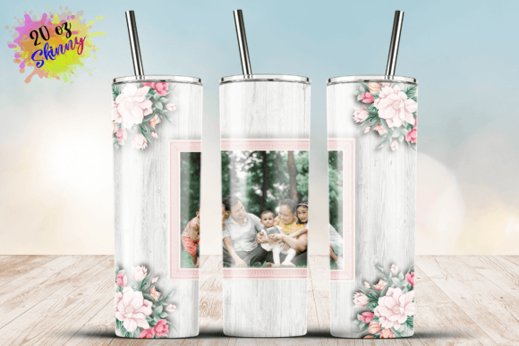 Single Frame Floral Wood Photo 20oz Wrap