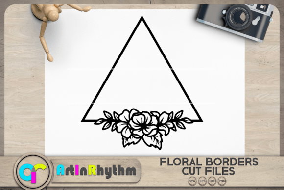 Triangle Floral Frame, Wreath Border